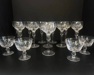 Lot 1279 Vintage Stuart Ludlow Crystal Hock Wine Glasses  Low Sherbert Glasses