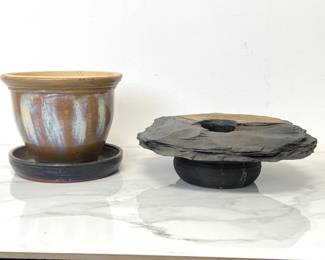 Lot 1735 Natural Slate Stone Ikebana Flower Arrangement Frog  Studio Pottery Planter