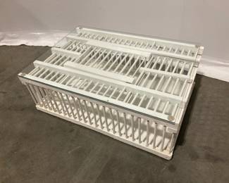 Lot 1503 Upcycled Vintage Painted Wooden Chicken Coop Coffee Table w Glass Top