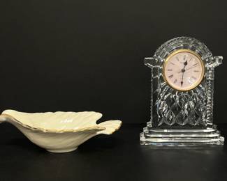 Lot 1491 Waterford Ireland Crystal Carriage Clock  Lenox Dove Bowl