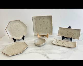 Lot 1272 Stoneware Square Plate  Hexagon Dishes  Rectangular Plates  Bowl