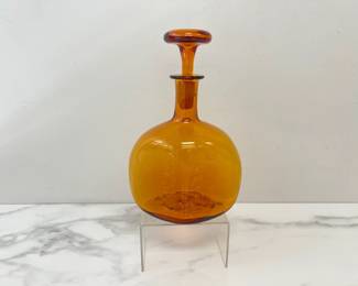 Lot 1744 Vintage MCM Amber Glass Decanter