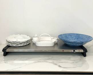 Lot 1705 Strawberry Basket wSugar  Cream  Italian Artichoke Plates  Broil King Warmer