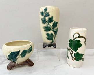 Lot 1624 Vintage Copley Ceramic Ivy Planter Vases  Metlox Poppy Trail Ivy Ceramic Tumbler