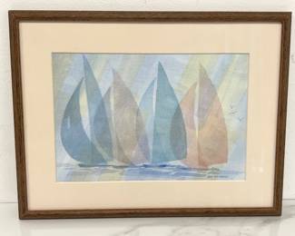 Lot 1775 Jack Mac Elwee Signed Watercolor Sailboat Wall Art