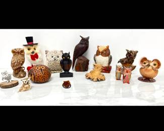 Lot 1487 Vintage Owl Figures Made wNatural Materials