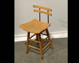 Lot 1551 Small Scale Wooden Swivel Slatted Stool