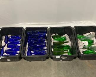 Lot 1512 Green  Blue Glass Bottle Tree Bottles