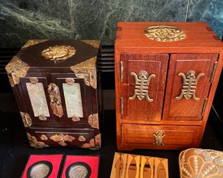 Vintage Asian Jewelry boxes, (Gold square box) 1930's Cigarette Case