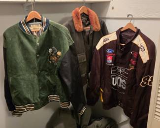 USN Flight (SOLD), NASCAR #88 UPS (SOLD) & faux letter jacket