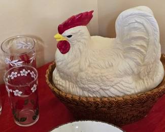 Hen on Nest, Vintage Glasses
