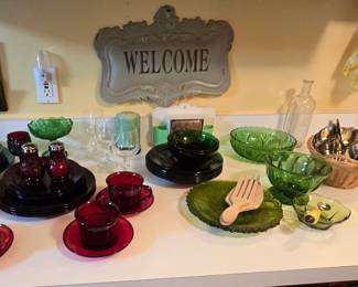 Ruby Red Depression Glassware, Silverware