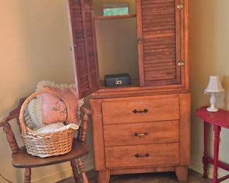 Chest with Top, Chair Throw Pillows, Vintage Box