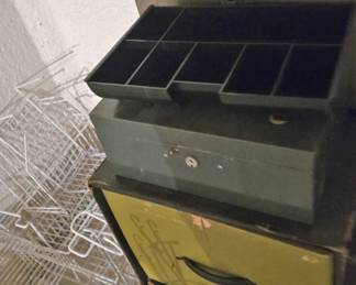 Wire Racks, File Cabinet, Cash Boxes