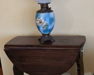 Floral Gone with Wind Lamp, Drop Leaf Table