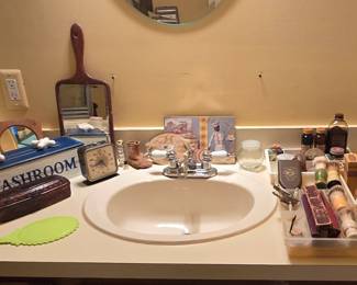 Vintage Toiletries, Mirrors, Straight Razors, Vintage Jars, Metal Curling Irons, Novelty Items