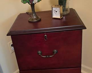 File Cabinet, Lamp, Vase, Clock