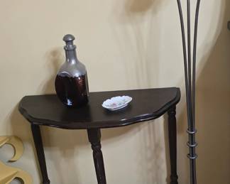 Half Wall Table, Decanter, Metal Stand