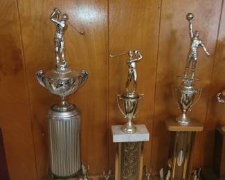 Lots of trophies and plaques 