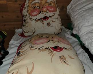 Pair of vtg santa pillows 