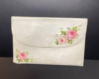 Painted leather clutch 
