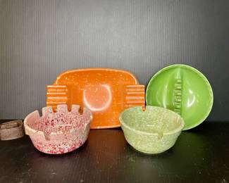 Acrylic ashtray collection vtg: Anholt, Irwin-Willert Co