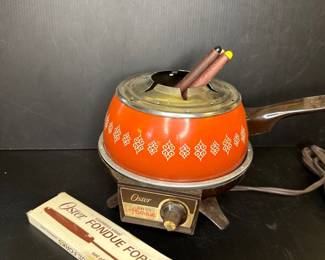 MCM Oster fondue pot & forks vintage 