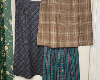Large assortment of skirts: Plaids, floral, solids variety of fabrics 