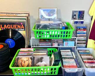 Albums, 45's, CD's, and cassette tapes