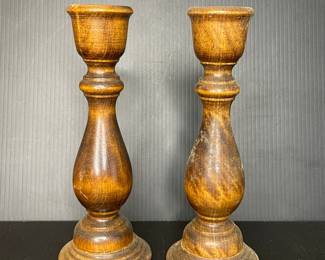 Turned wood candle sticks