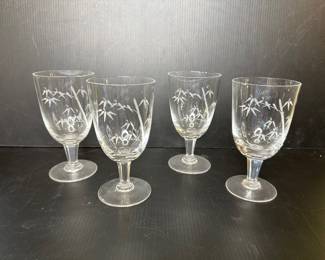 Noritake Sasaki Bamboo etched water goblets