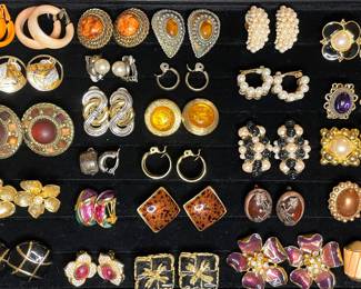 Clip On Earrings Vintage: brands include Trifari, Monet, Napier, Haskell & more 