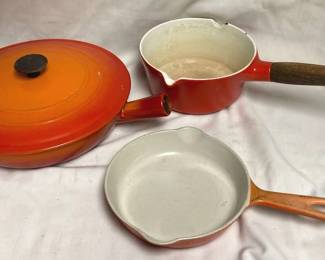 Vintage Le Creuset Enameled Cast Iron, Flame