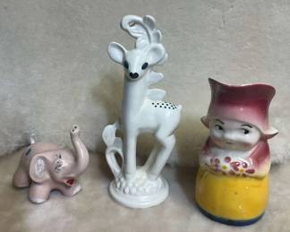 Mid Century PotteryRed Wing White Deer, Dutch Girl Pitcher Pink Elephant