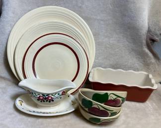 Sarreguemines Gravy Boat, Apple Bowls