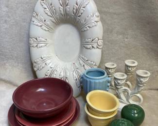 USA, Red Wing Pottery Candlesticks And More