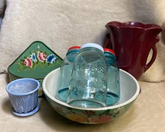Floral Kitchen Items And Ball Jars