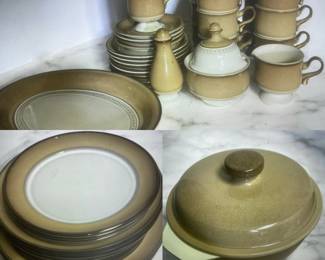 Denby England Brown White Stone Ware Two Comparable Pattern