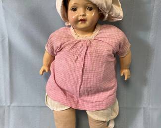 18 Antique Composition And Stuffing Doll