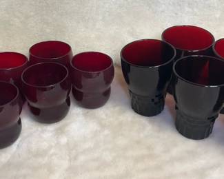 Anchor Hocking Two Styles Of Royal Ruby Windsor Tumblers