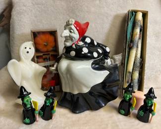 Fits Floyd Witch Cookie Jar, Glass Whitehead Figurines, Halloween Candles