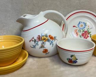 Yellow Bauer And Universal Cambridge Pottery Pitcher Plates