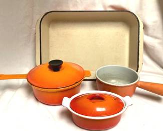 Vintage Le Creuset Enameled Cast Iron, Flame