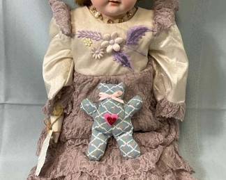 Late1800s Armard Marseille Porcelain And Leather Doll Made In Germany