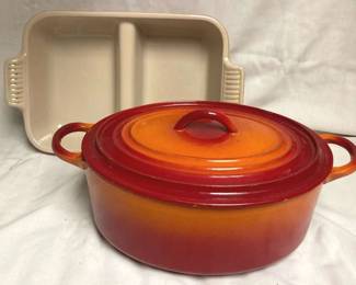 Le Creuset Cast Iron Divided Baking Dish And Lidded Oval Dish