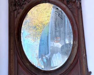 Massive Antique Wood Framed Mirror
