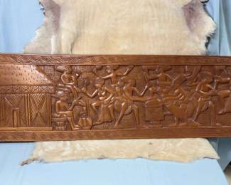 African Carved Wood Panel