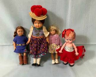 1950s Knickerbocker Plastic Doll, Mini American Dolls Saige Kit German Doll