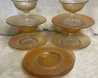 Imperial Glass Smooth Rays Iridescent SherbetChampagne glasses Plates