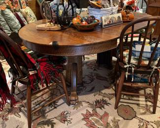 Oak claw foot dining table